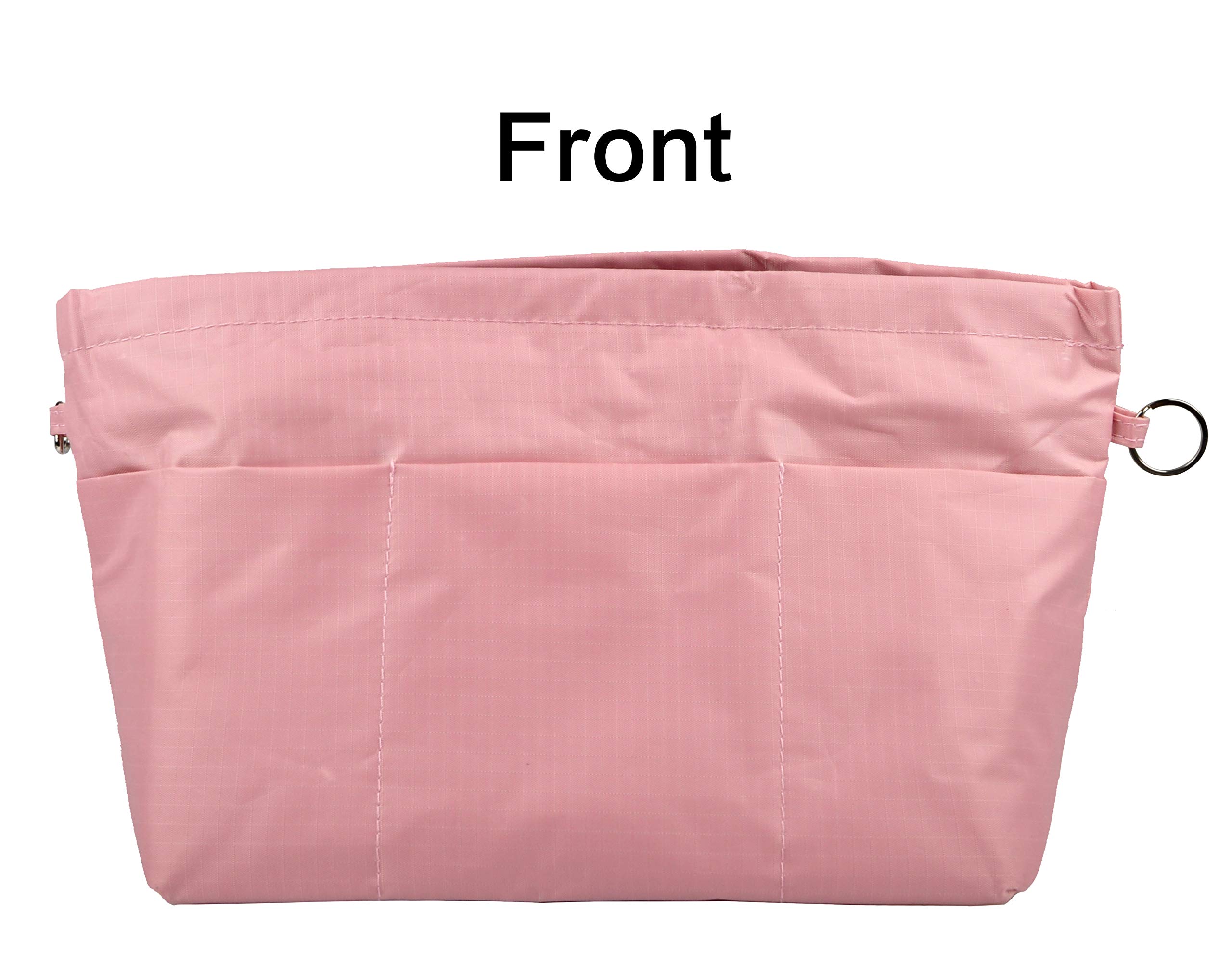 Vercord Organizador de monedero, bolsa de mano, bolsas de bolsillo, organizadores con cremallera, 11 bolsillos, rosa pálido, grande