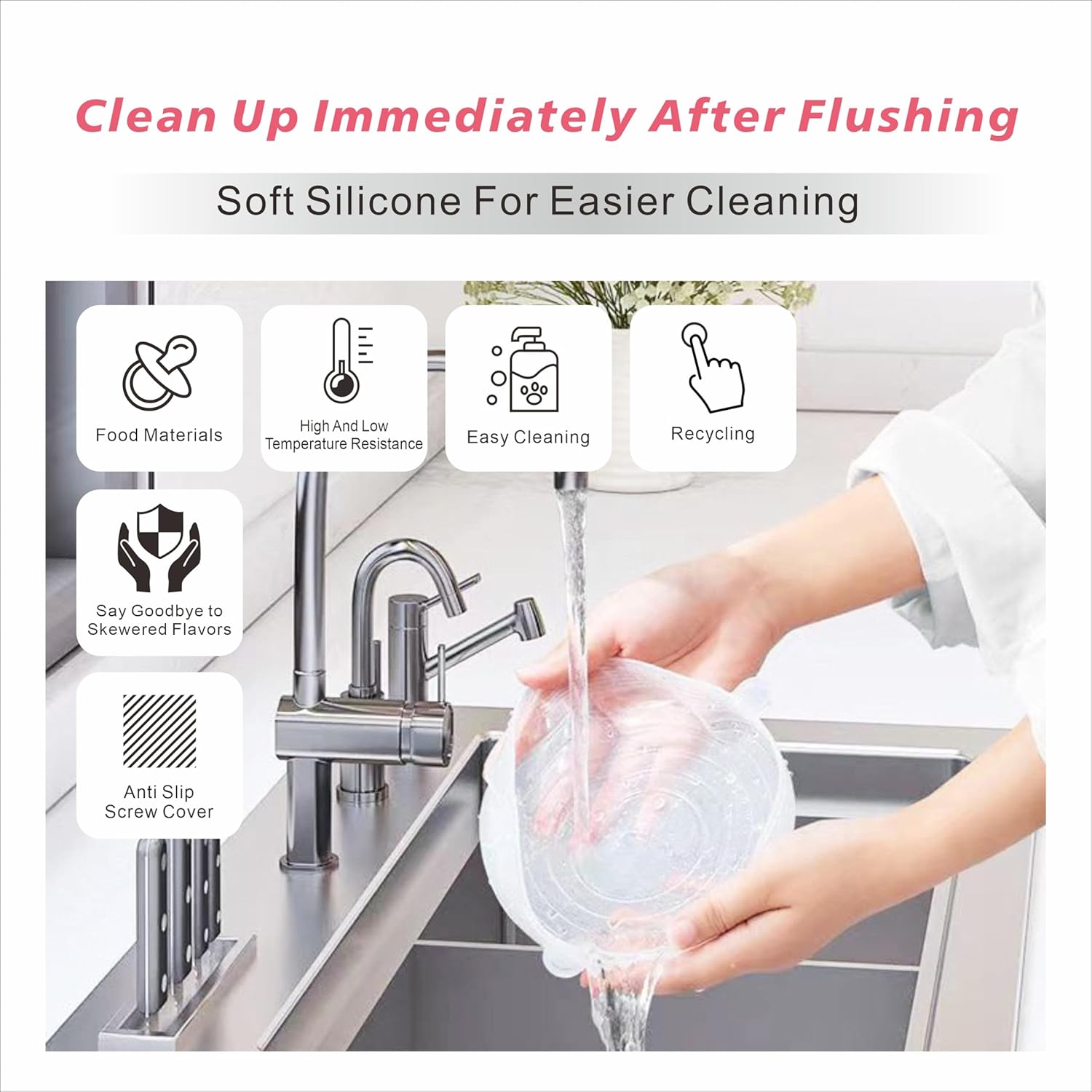 14 piece set circular square silicone dustproof and fresh-keeping cover, kitchen and household stretchable refrigerator microwave sealing and fresh-keeping film (blue) - Image 8