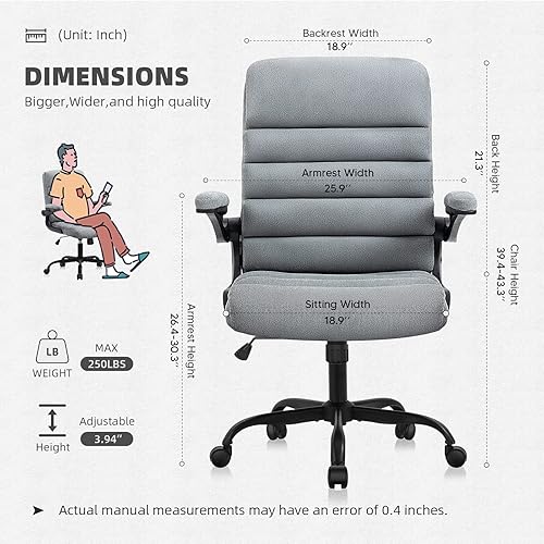 Miniatura 2 de SEATZONE Silla de escritorio de oficina en casa, silla de oficina ergonómica de respaldo alto, sillas de escritorio de soporte lumbar con ruedas y
