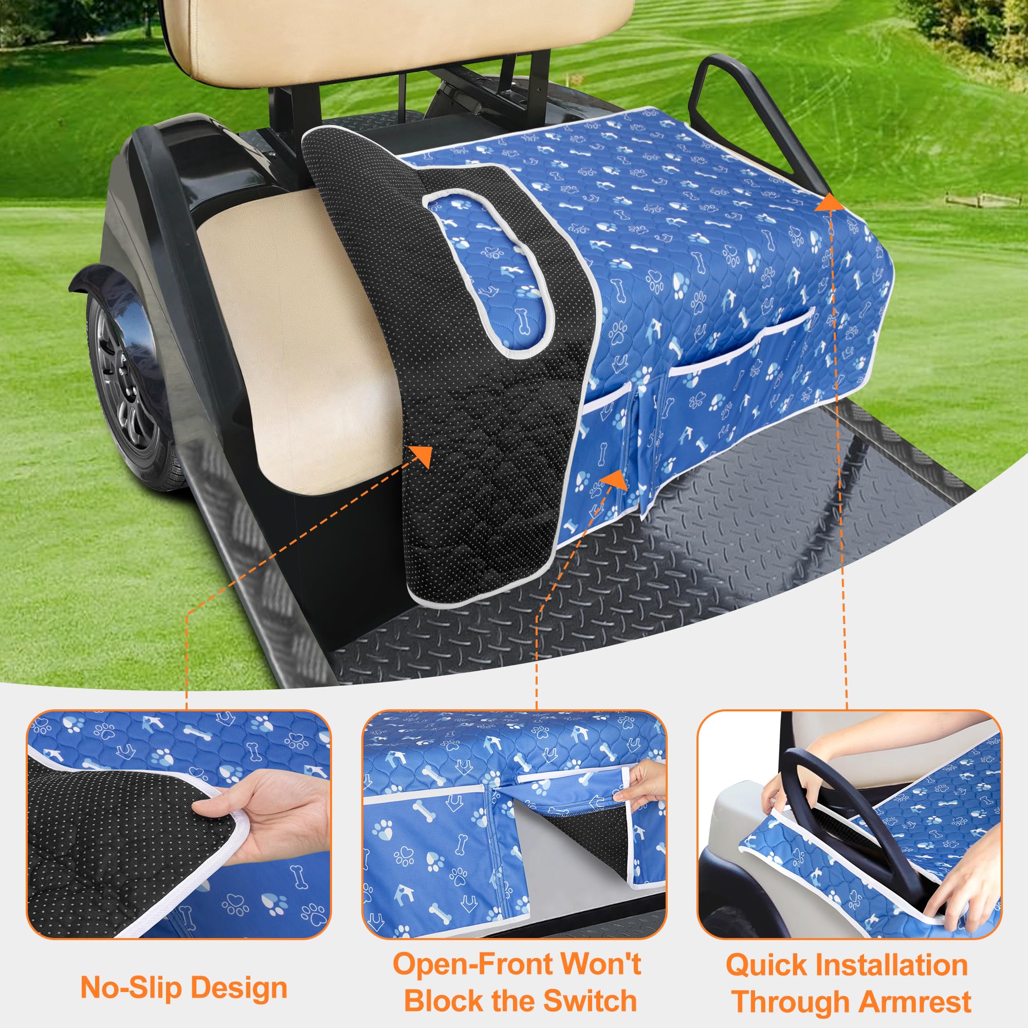 Amazon.com : PGmoon Golf Cart Seat Covers with 4 Front Pockets