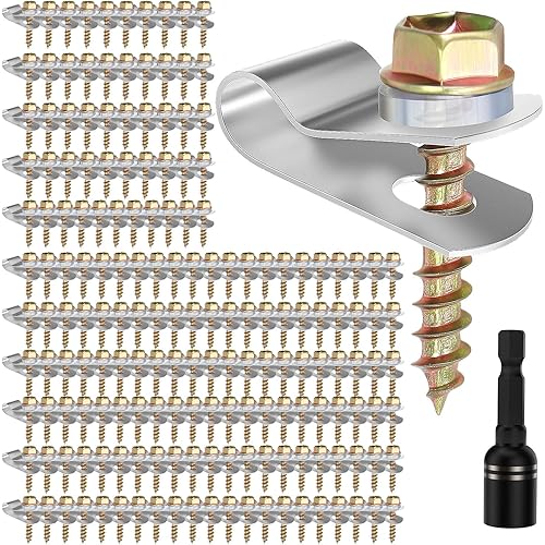 T304 Stainless Steel Wire Fence Clips, Fasteners Post Screw with Wire Fixer, Agricultural Fencing Fence Wire Clamps for 4, 6, 8,10 and 12-16Gauge Wire Fencing Livestock Fencing Clips for Wood(200PCS)
