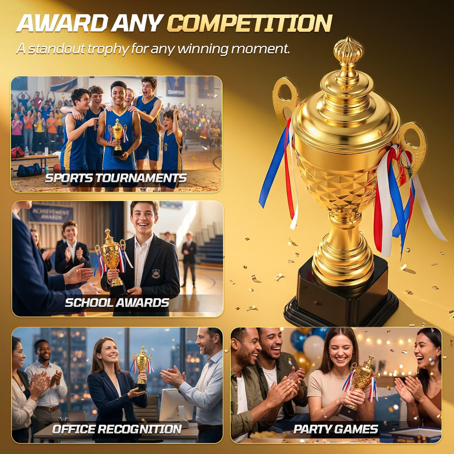 Flexzion Grande Coupe 0,94 m Trophée doré pour récompenses Sports Compétitions Tournois