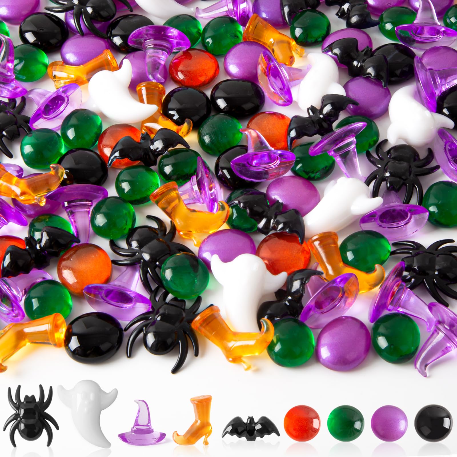 100+ Halloween Sensory Bin Filler &amp; Vase Filler Acrylic Gems Mini Resin