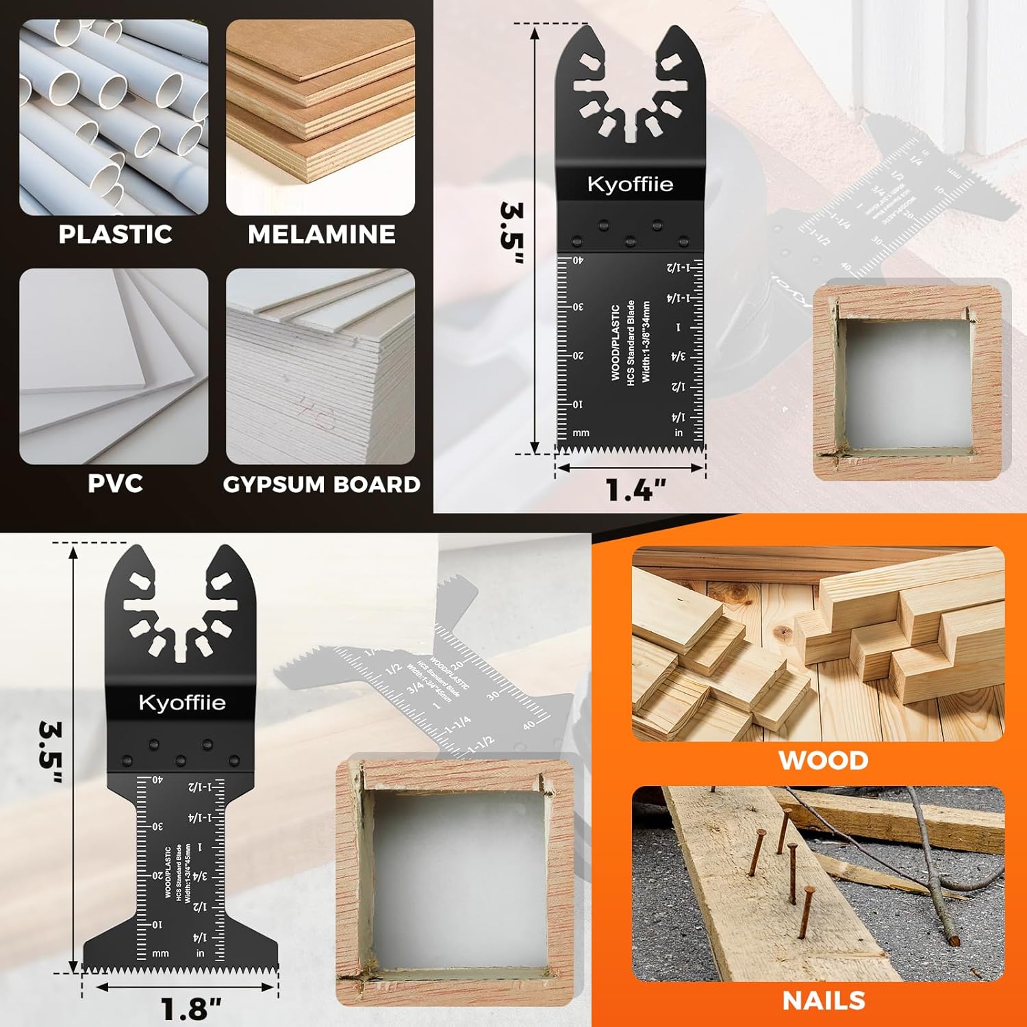 100 Pcs Oscillating Tool Blades, Quick Release Multitool Blades for Wood and Plastic, Compatible with Milwaukee, Ryobi, Makita, Bosch, and Craftsman