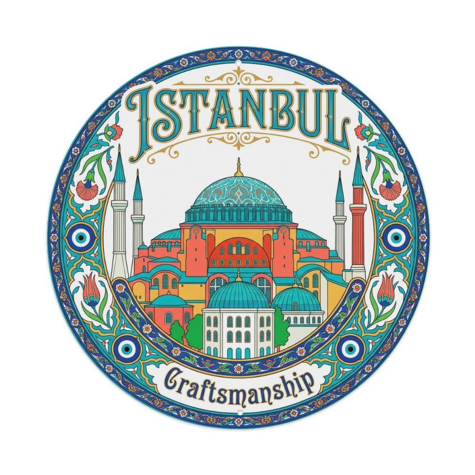 Vintage Travel Istanbul Turkey Craftsmanship Vintage Metal Tin Sign Plaque Wall Decor for Cafe, Club Bar, Office, Garden Metal Poster 8x8Inch