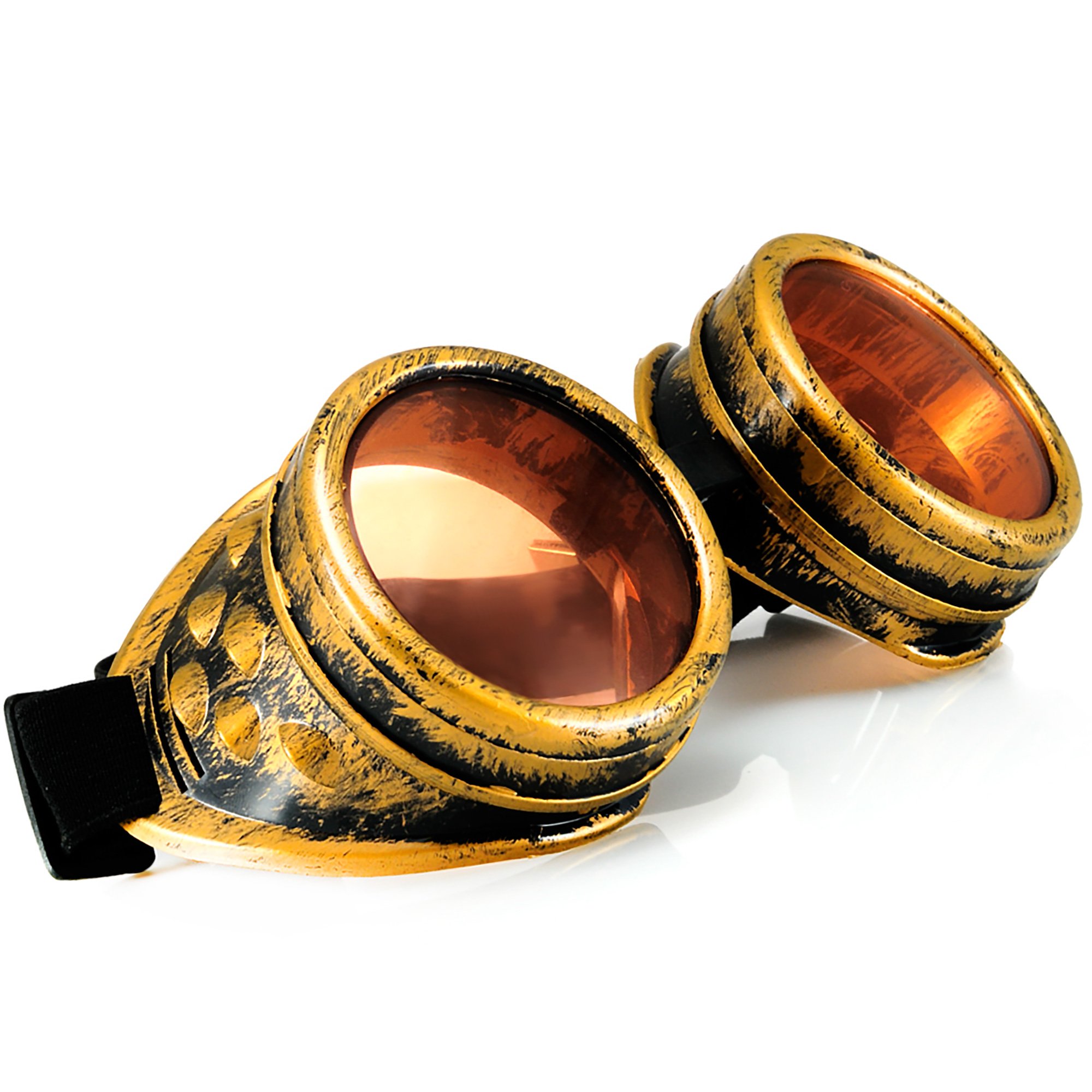Mfaz Morefaz Ltd Unisex Gold Morefaz Welding Cyber Goggles Steampunk Goth Cosplay Sunglasses 50S Round Glasses Vintage Hippy Party Fancy Dress Mfaz Ltd (Gold)