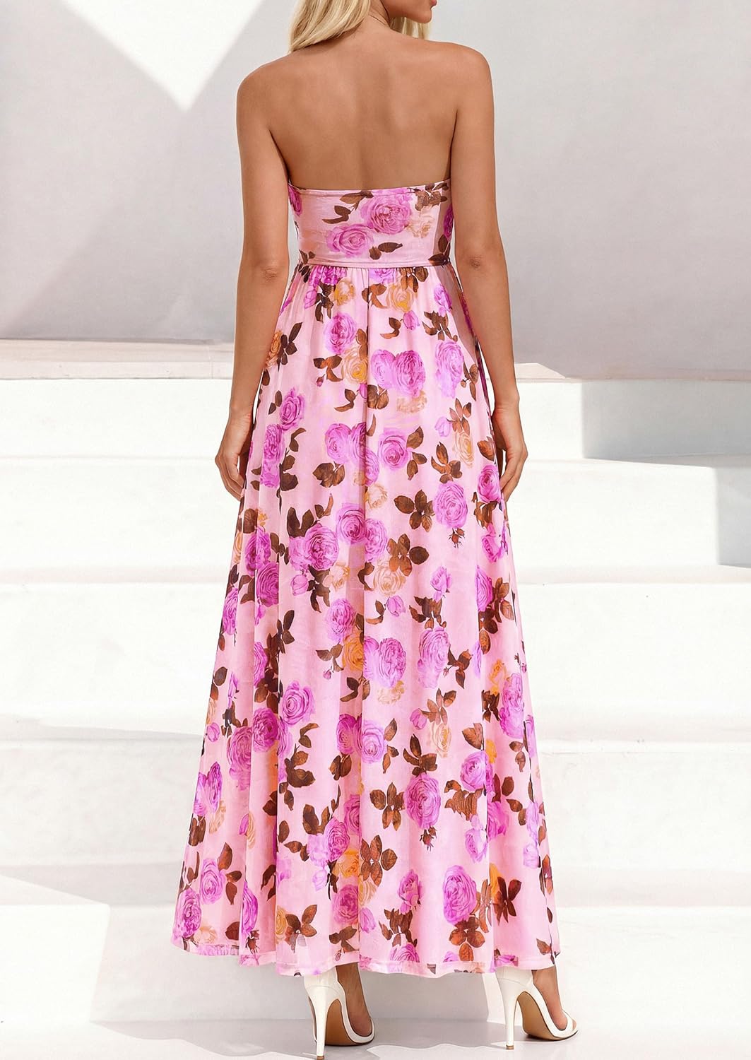 PRETTYGARDEN Womens Boho Maxi Dress 2026 Summer Floral Tube Strapless Spring Wedding Guest Cocktail Long Dresses - Image 6