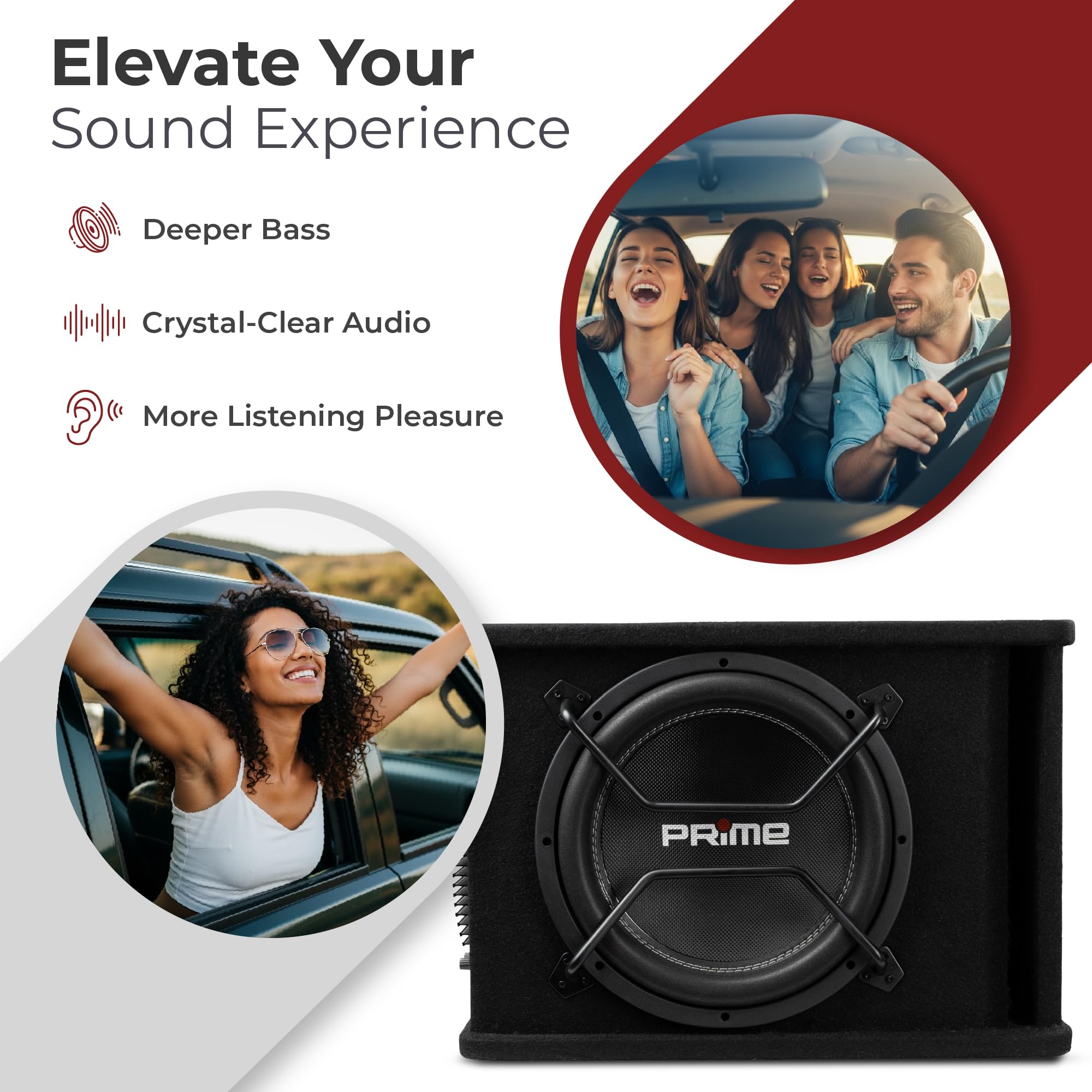 Caliber BC112SA-PRO - Juego Activo de subwoofer para Coche, Caja de Graves de 12 Pulgadas con Amplificador, 500 W RMS, Potencia máxima de 1000 W, Juego de Altavoces Activos para Coche, Color Negro