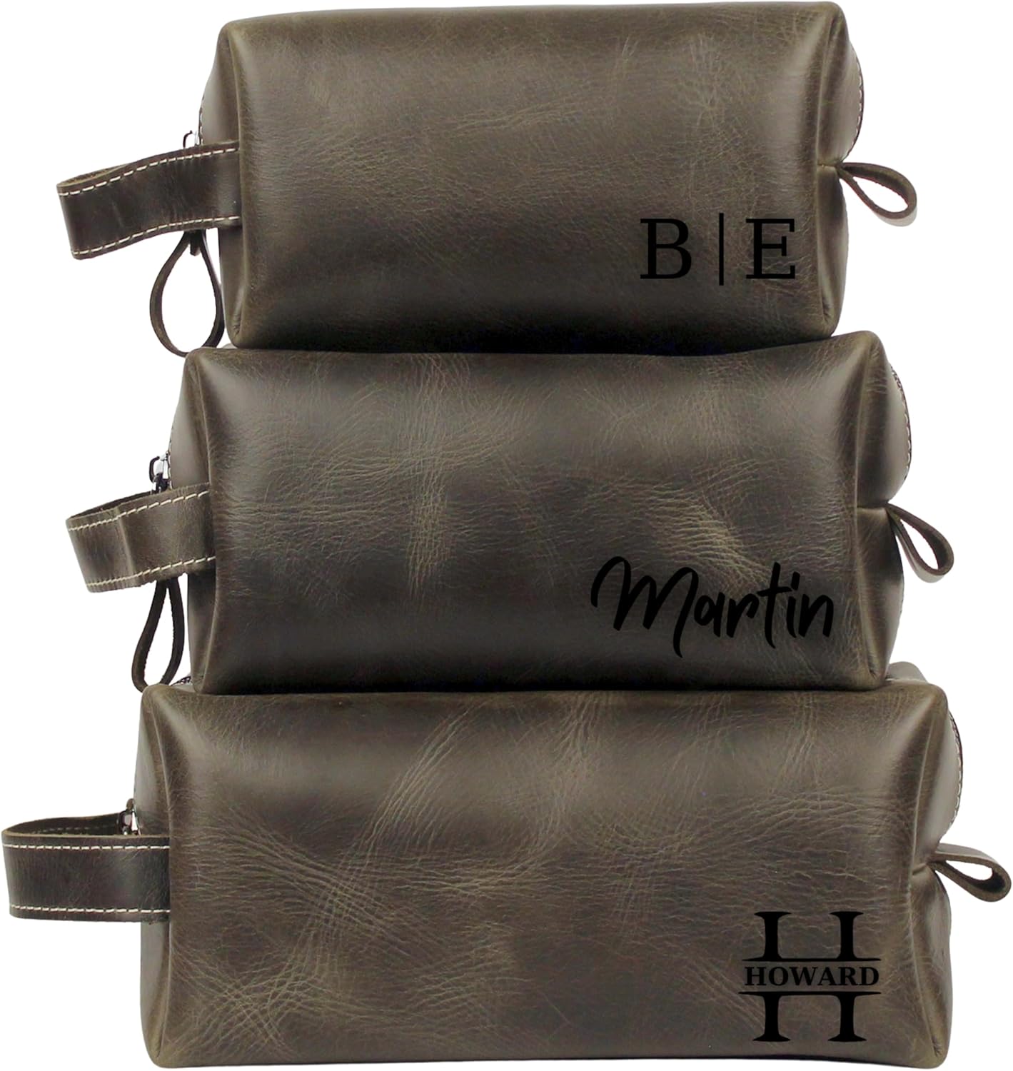 Personalized Travel Toiletry Bag for Men Premium Genuine Leather Dopp Kit for Men, Leather Dopp Kit Green Medium