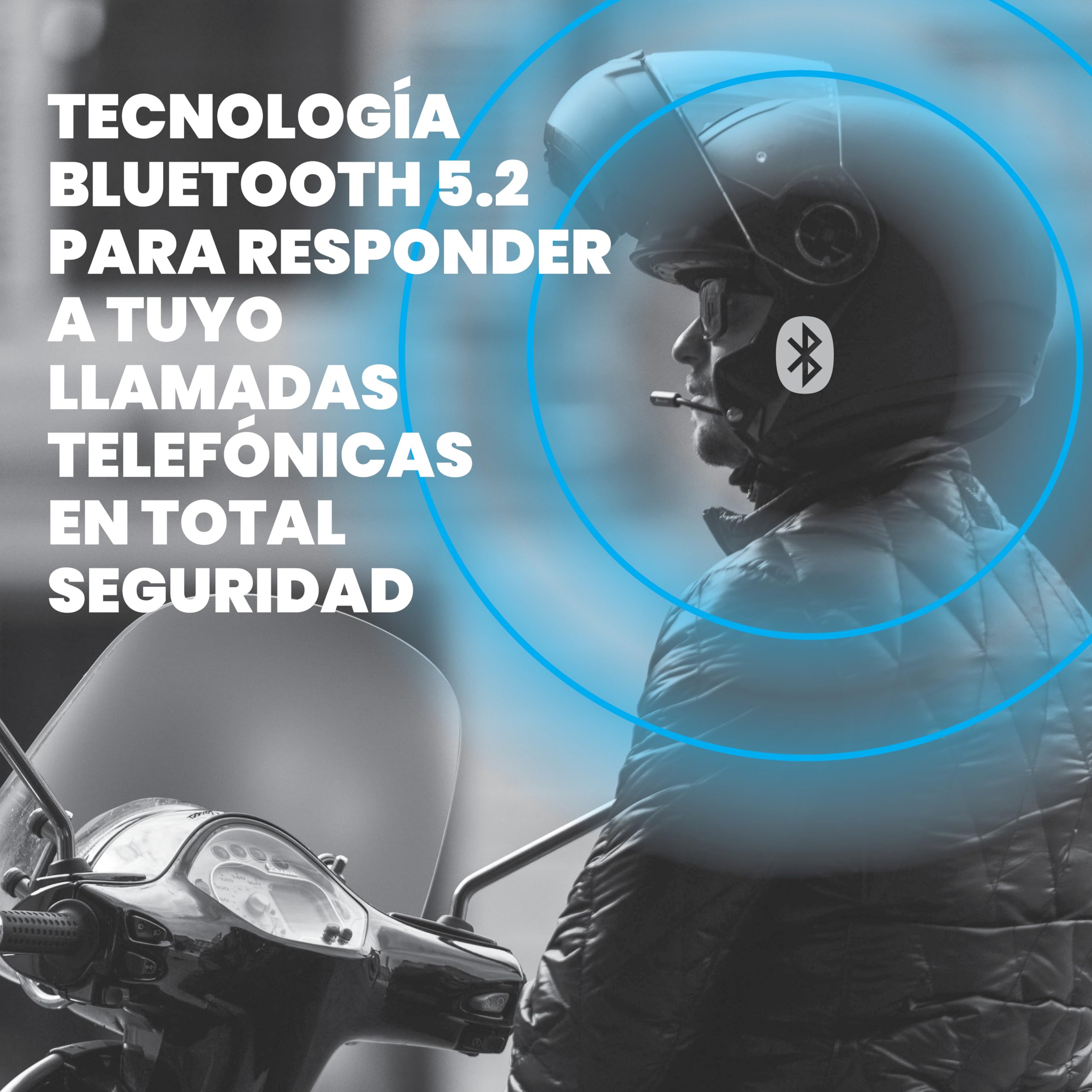 Midland - Auricular Bluetooth 5.2 Único K10 para Motociclistas Urbanos, Contestador Telefónico Invisible Universal - Auriculares Bluetooth Cancelación Ruido para Casco Moto, 7mm, Carga Rápida