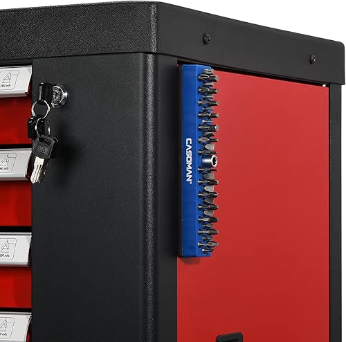 Miniatura 5 de CASOMAN Organizador de brocas hexagonales de 14 pulgadas con base magnética, rojo, verde y azul, organizador de brocas de 129 agujeros con base