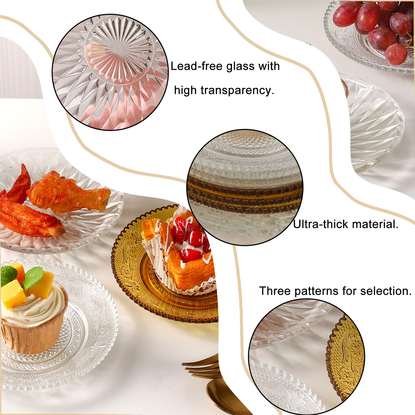 Amazon.com | WHJY 6 Inch Clear Glass Plates 4 Pack Vintage