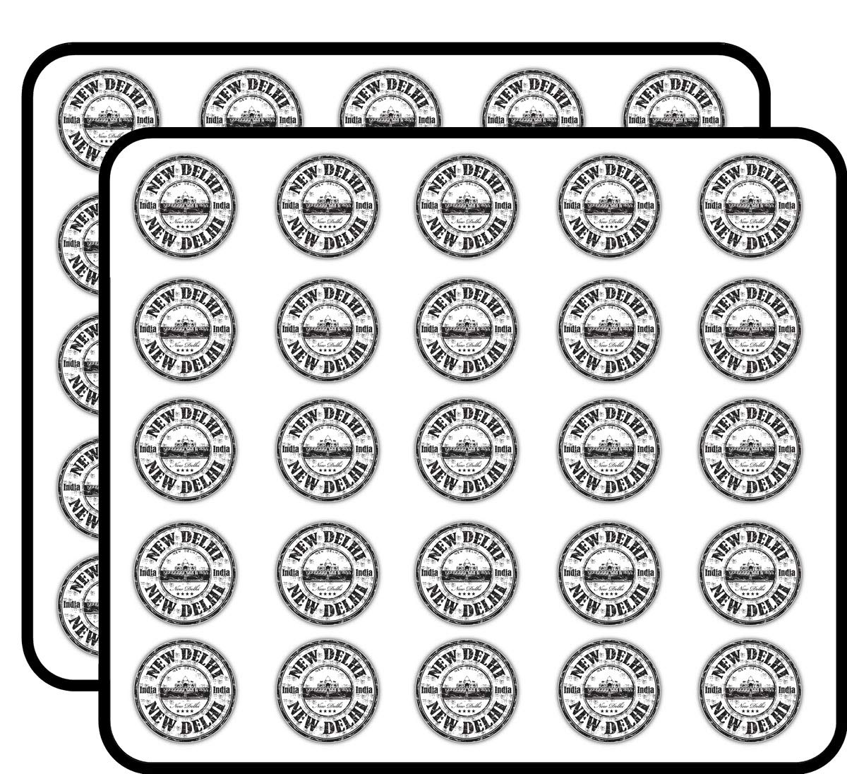 New Delhi India Grunge Rubber Stamp Travel Decorative Scrapbooking Sticker Waterproof Vinyl Stickers for Water Bottle, Laptop & Phone Case – 50 Pack