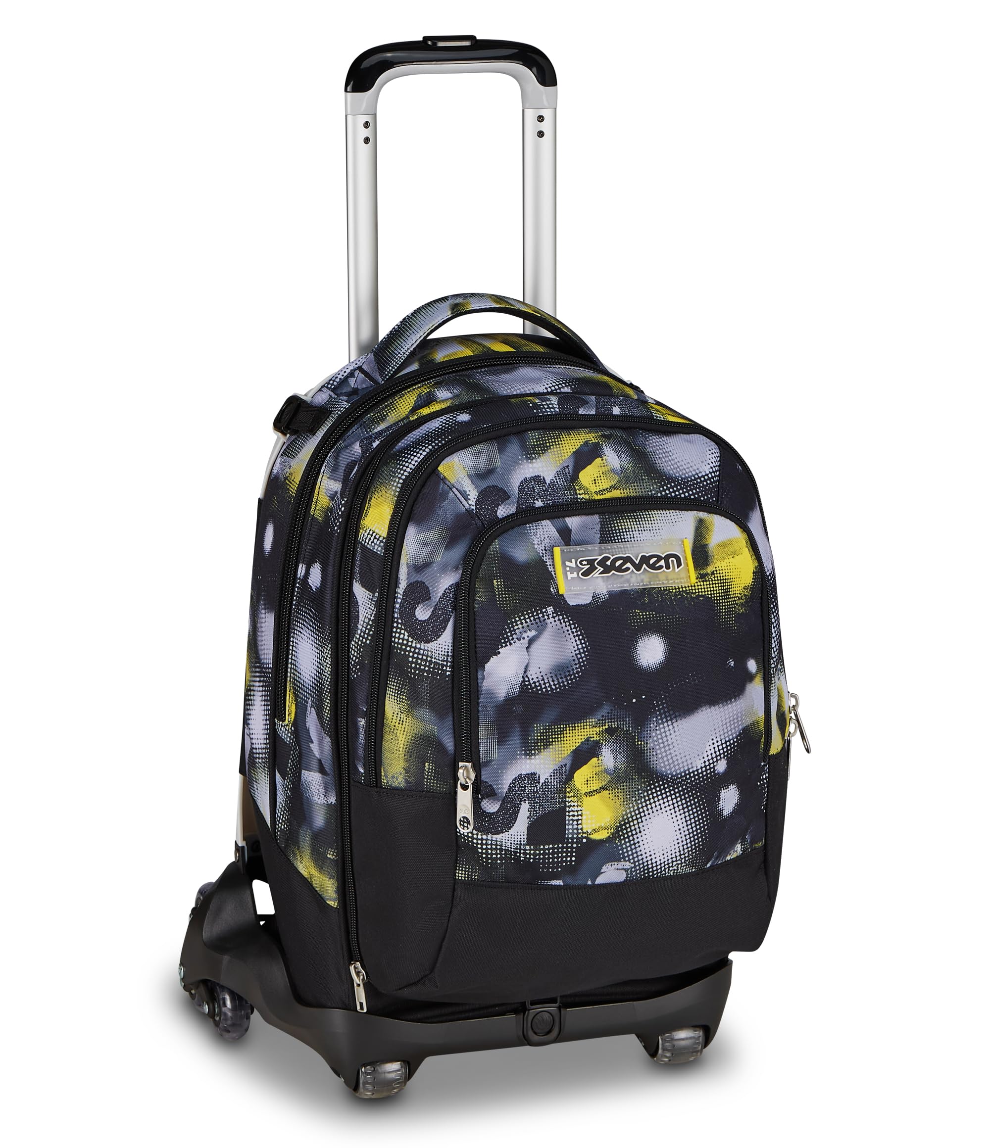 Seven Trolley Scuola Jack 8 Ruote Detach GOLDEN PAINT, Grigio, 43 L, Scomponibile, Zainetto staccabile, 4 in 1, Cross-over System, Tasche multifunzione, Scuola elementare e media, Bambini, Ragazzi