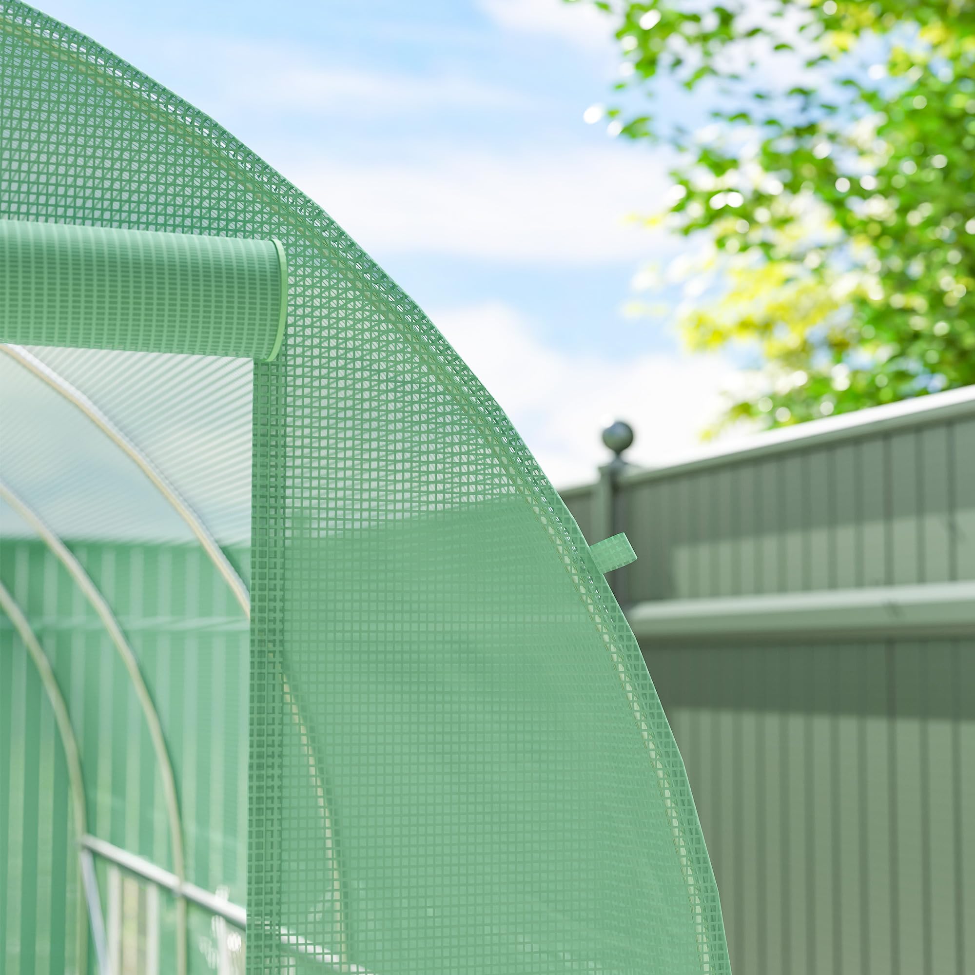 Outsunny Invernadero de Exterior 3,5x2x2 m Invernadero de Túnel con Cubierta de PE 140 g/m² para Cultivo Plantas Verduras Frutas en Jardín Terraza Verde