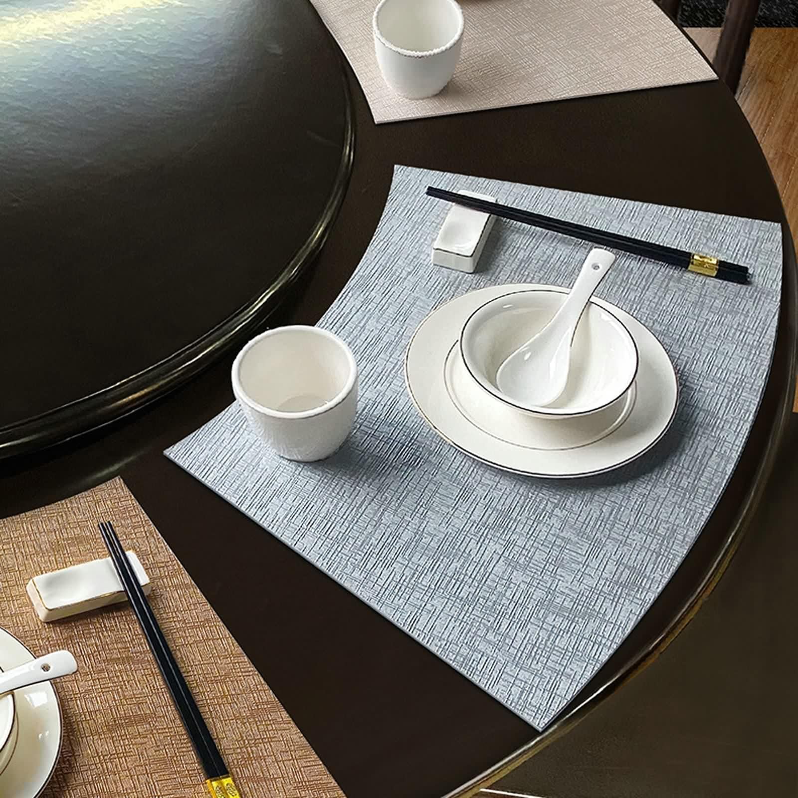 Juego de 6 manteles individuales de Navidad, lavables, color gris plateado, de piel, para cocina, comedor, fiesta, 26,9 x 42,9 cm