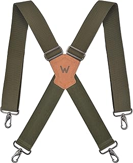 Green suspenders for men, 2 inch wide suspenders, Work suspenders, Suspenders military, Camo suspenders for men, Suspenders with belt loops, Heavy duty work suspenders, Suspenders for men big and tall