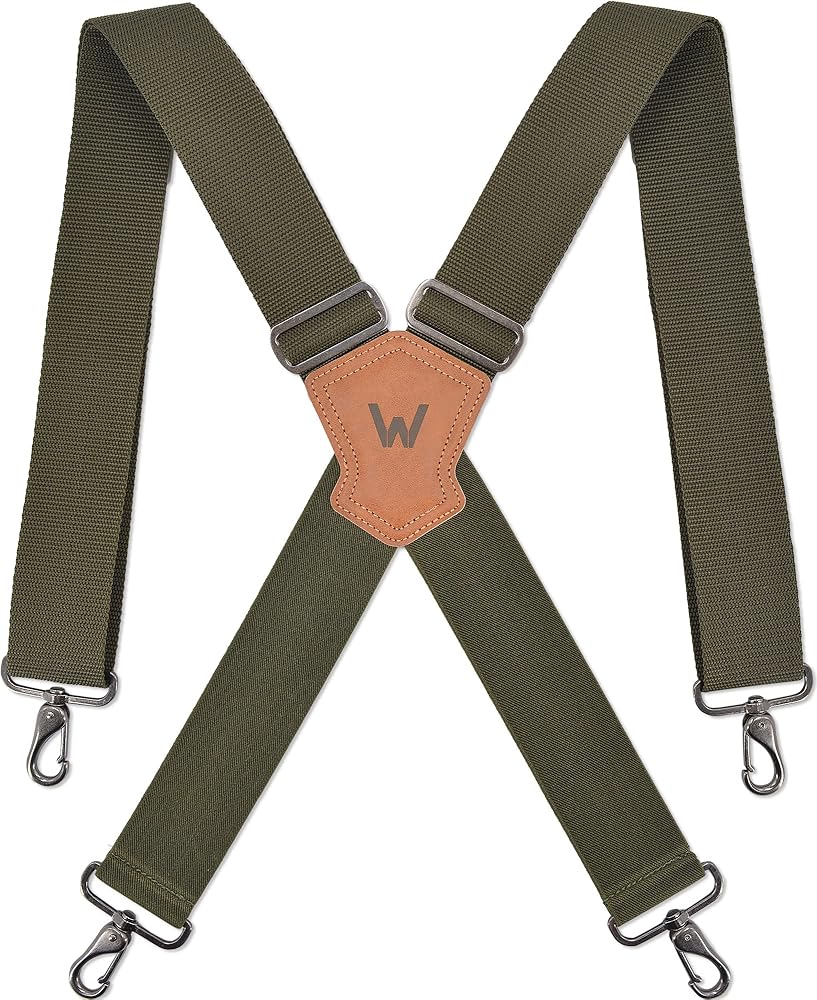 WELKINLAND Green Suspenders for Men - 2 Inch Wide, Heavy