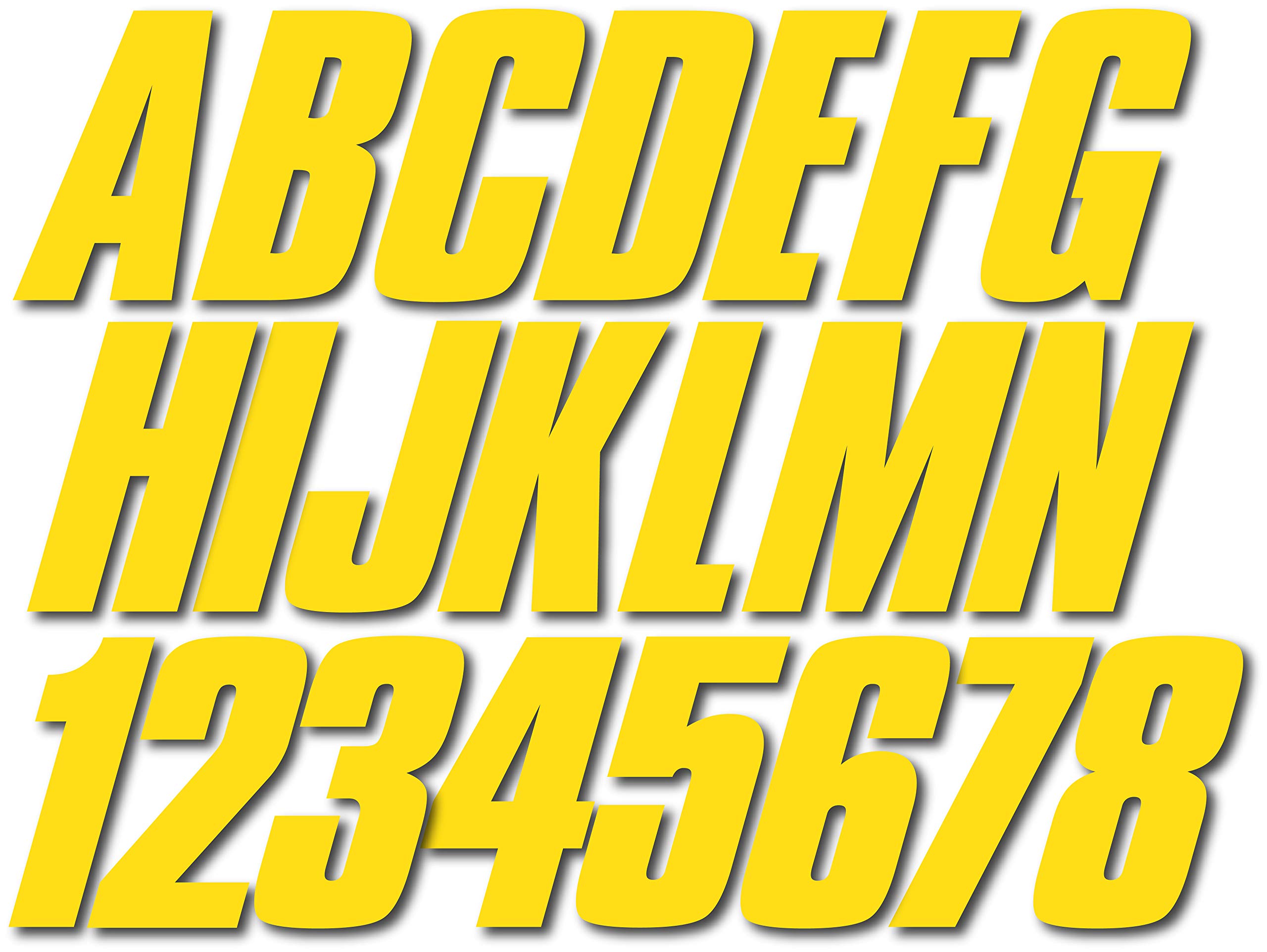 Stiffie Shift Electric Yellow 3" ID Kit Alpha-Numeric Registration Identification Numbers Stickers Decals for Boats & Personal Watercraft