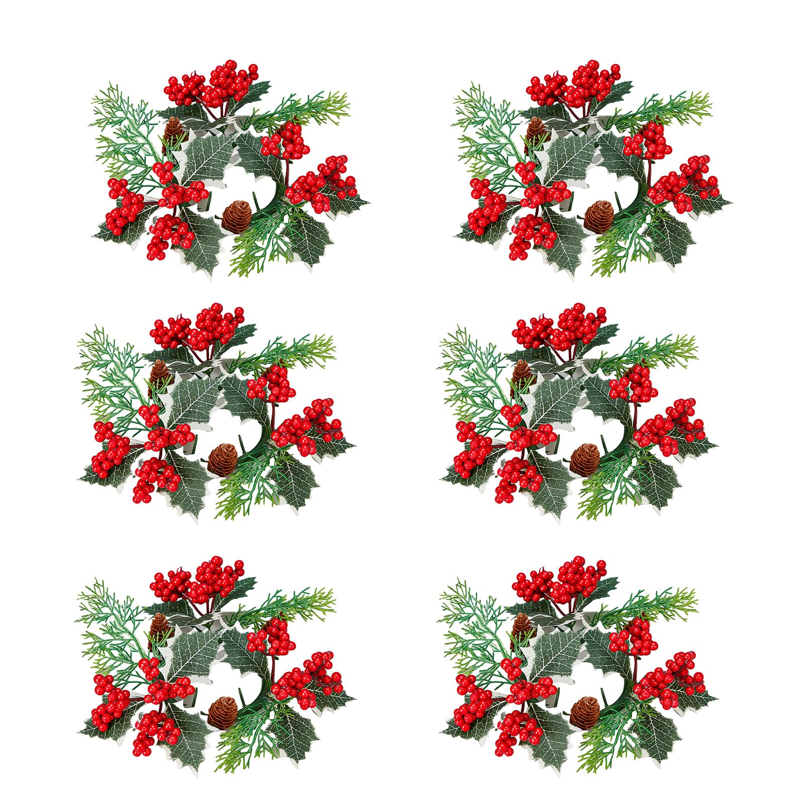 PANGBOER Christmas Table Centerpieces Rings Lifelikes Berries Holders Cup Base Display Wreath Small Wreath Candleholders