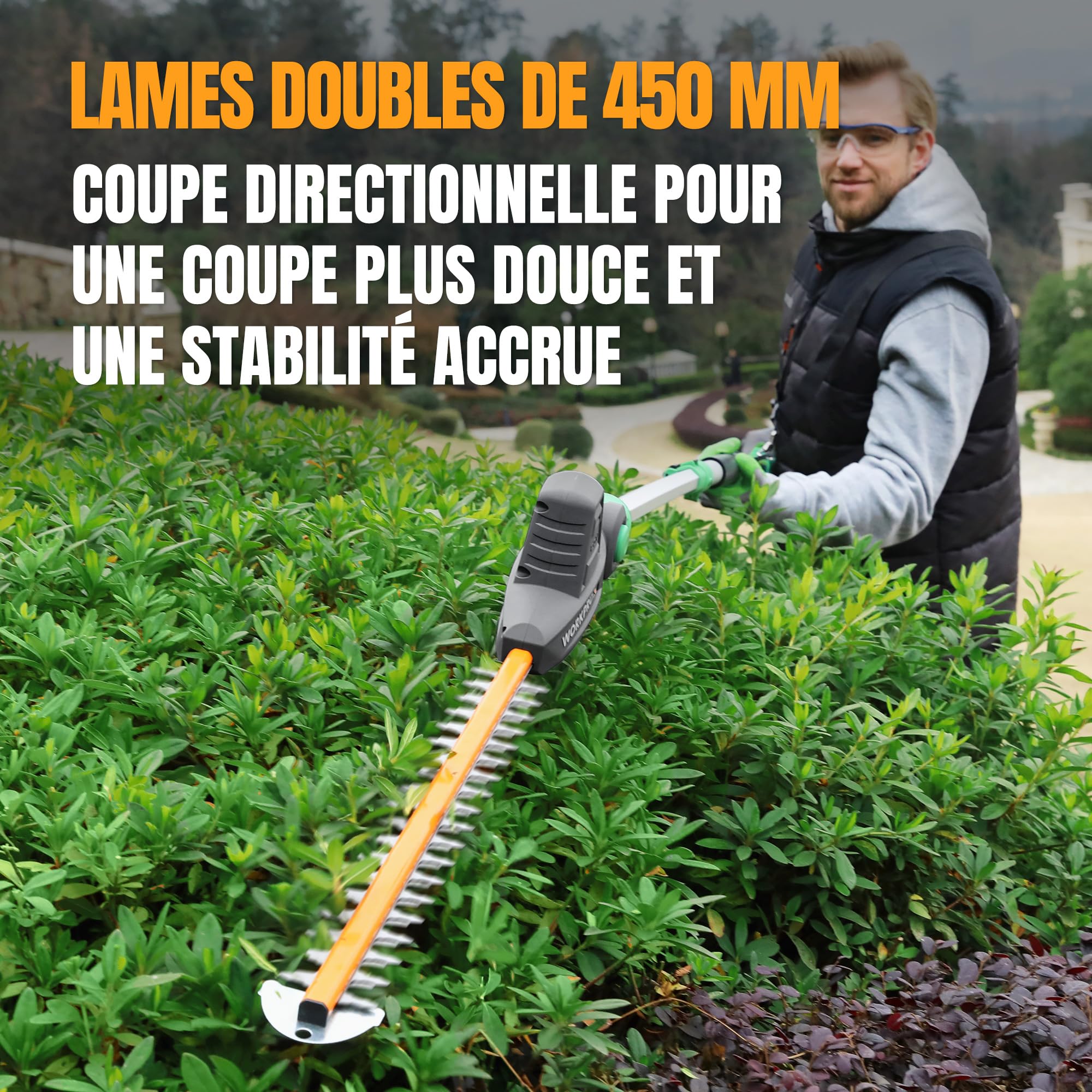 WORKPROX Taille-haies Télescopique Sans Fil 20 V avec Batterie 2,0 Ah