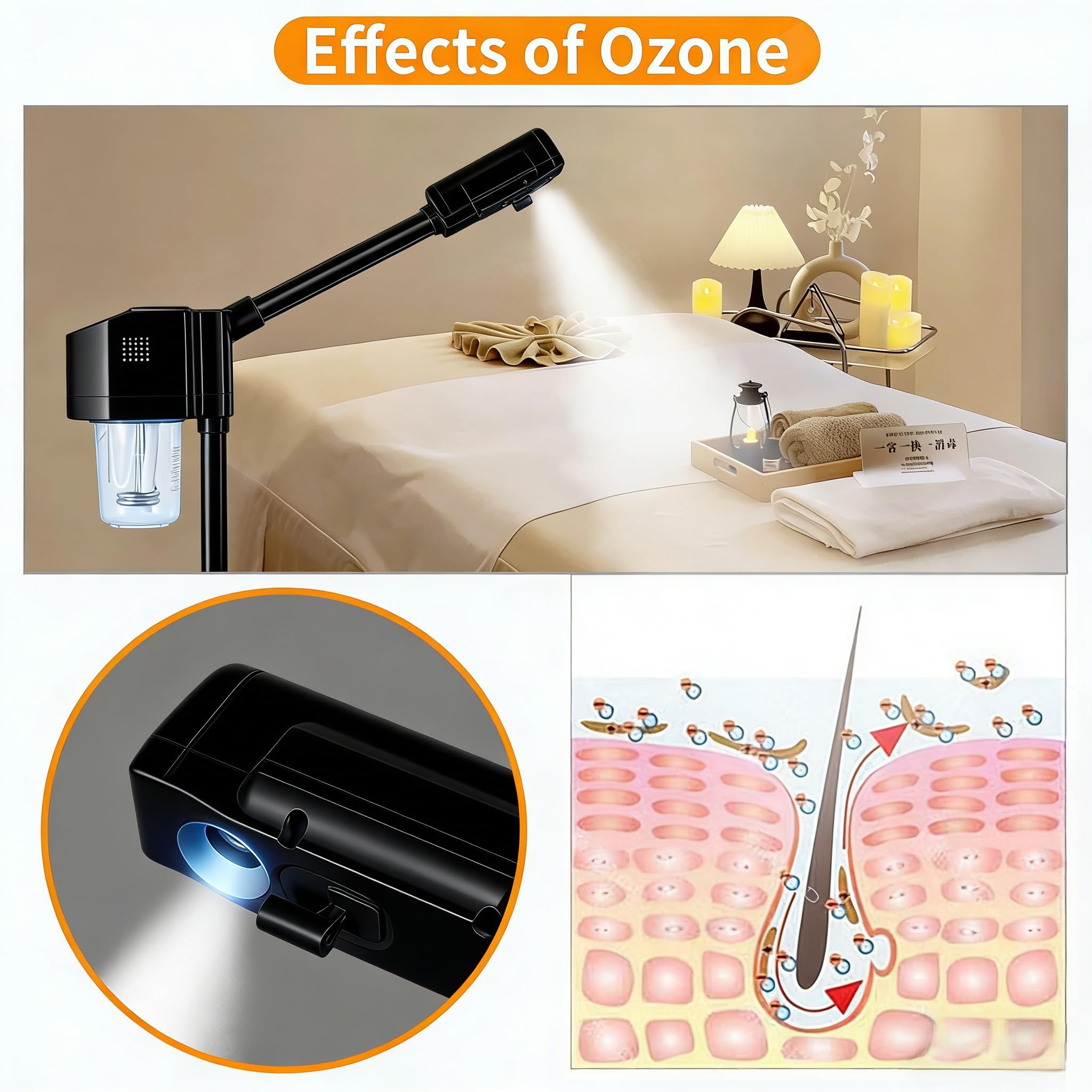 Vaporizador facial, spray de niebla caliente iónica, spa en casa y salón (negro)