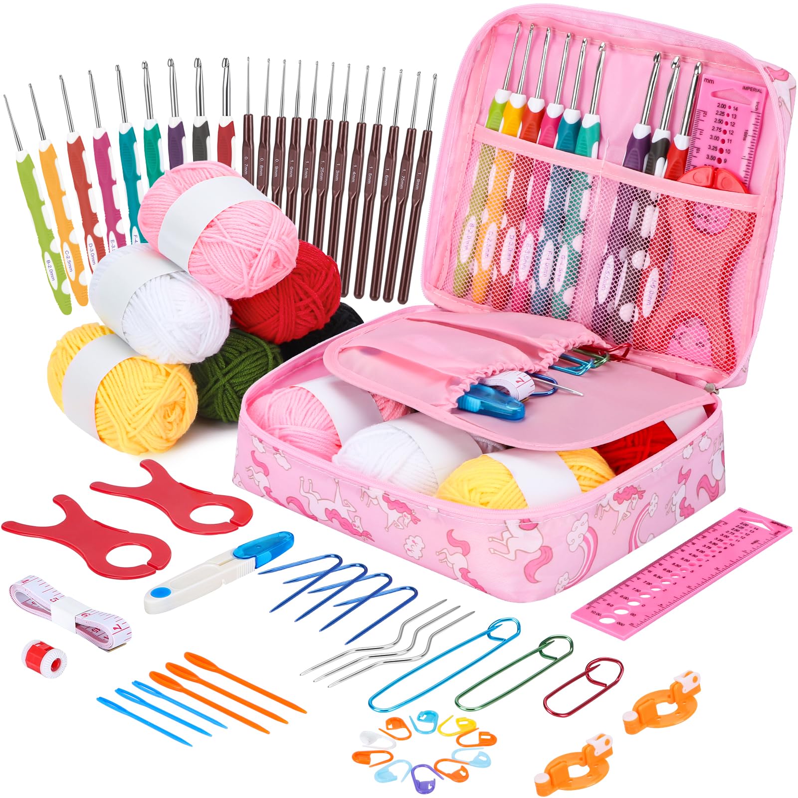 VynyQoo Crochet Kit for Beginners, 62PCS Crochet Kits with Storage Case