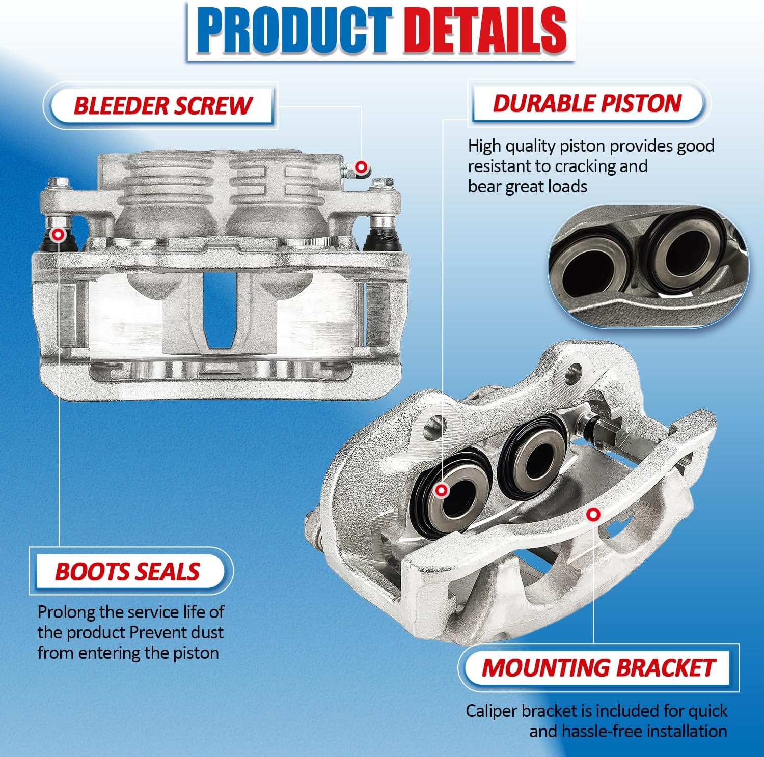 Brake Caliper Assembly Compatible with GMC 2003-2006 Sierra 1500 2000-2006 Yukon XL 1500 Yukon for Cadillac 2003-2006 Escalade ESV Disc Brake Caliper Rear Pair with Bracket 18B4765 18B4764