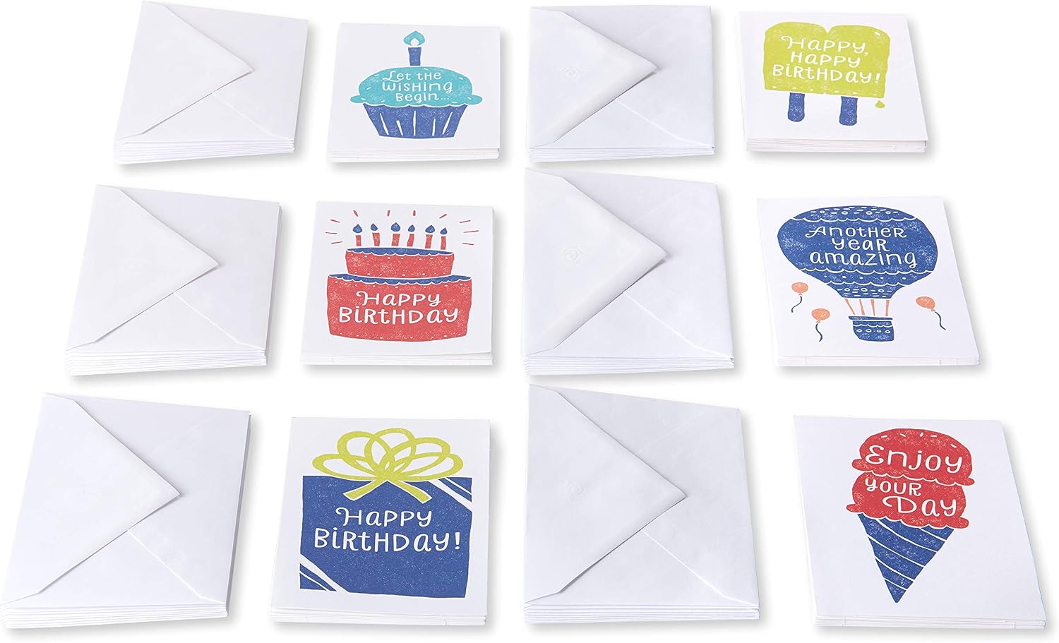 American Greetings Birthday Cards Assortment, Ink-Stamped Artwork (48-Count)