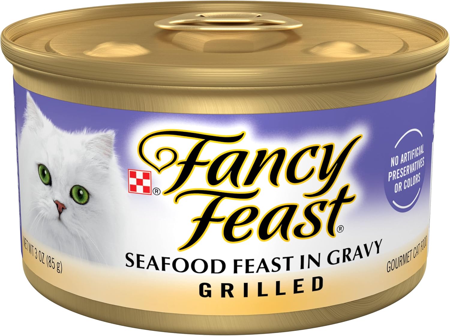 Purina Fancy Feast Grilled Wet Cat Food Seafood Feast in Wet Cat Food Gravy - (Pack of 24) 3 oz. Cans
