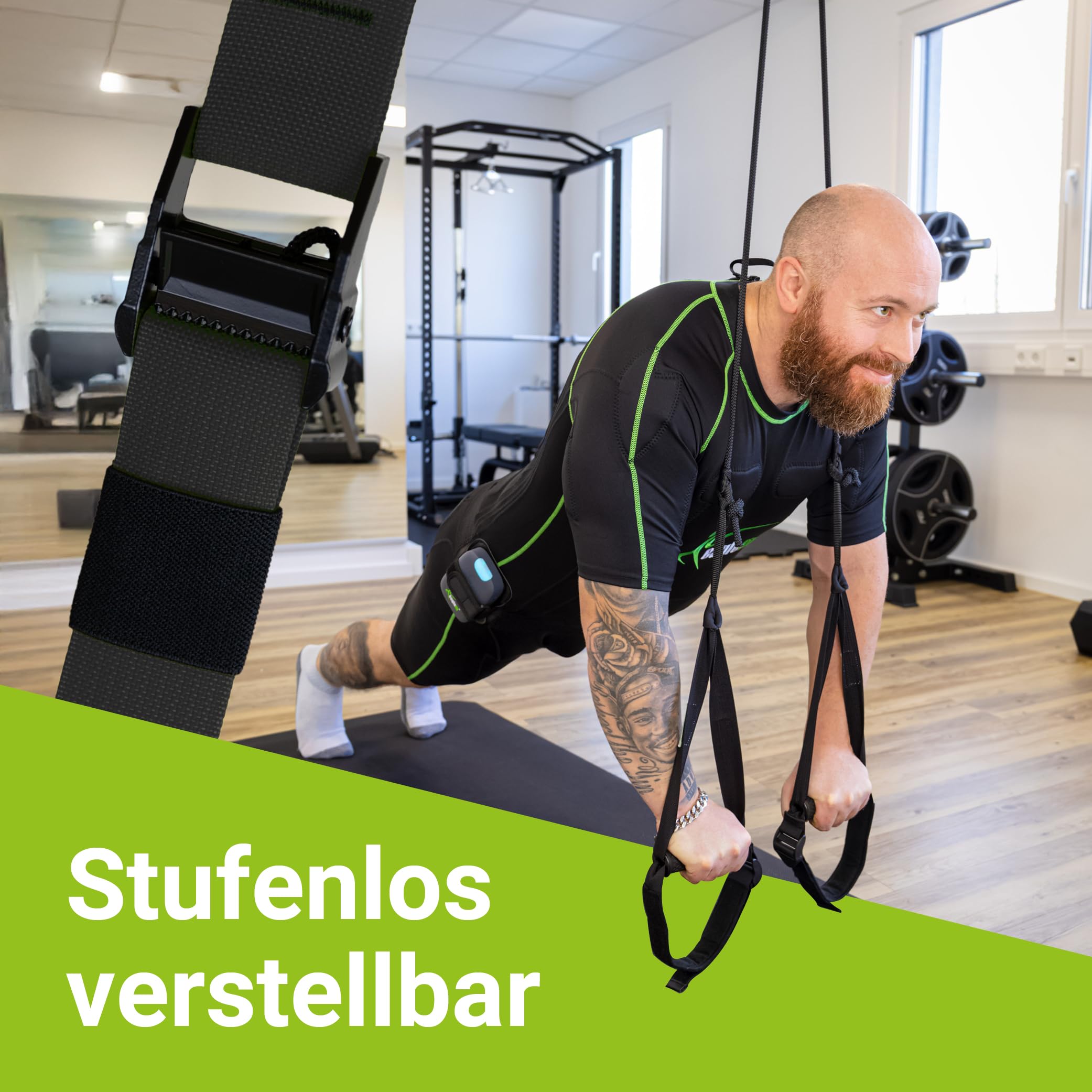 eaglefit - Premium Sling Trainer „Allround“ - Schlingentrainer für Zuhause & Outdoor inkl. Türanker, Umlenkrolle, Deckenhalterung & Zubehör für Krafttraining & Muskelaufbau - Verstellbar 90-310 cm