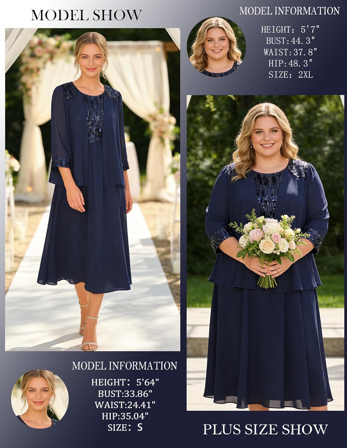 GRACE KARIN Wedding Guest Dress,Mother of The Bride Dresses,Two Piece Formal Sequin Dress with Jacket Tea Length 2026 - Image 2