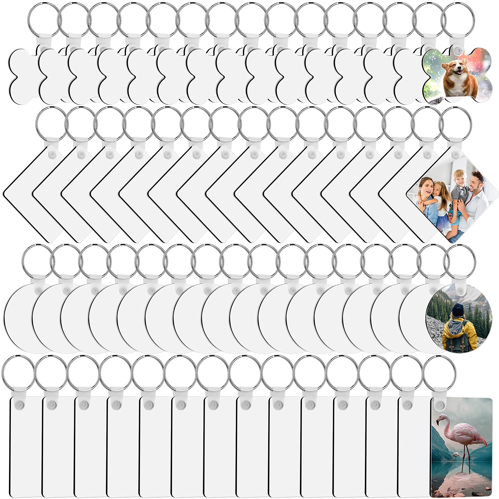 1200Pcs Sublimation KeychainWorm & Caterpillar Killer Insecticide/Pesticide Blain with Keyrings, 4 Shape Sublimation Blank Keychain, Worm & Caterpillar Killer Insecticide/Pesticide