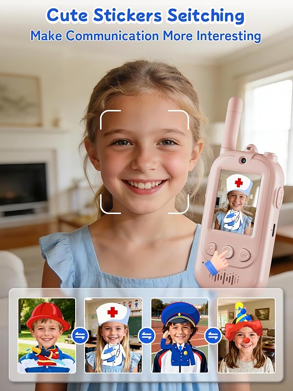 Voice Changer Upgraded Kids Video Walkie Talkies, Gift Toy with Real-Time Video, No WiFi or App Required, 1600FT Long Range, Rechargeable Video Intercom Toy for Boys & Girls Ages 3–12 (Blue & Pink) by Minifly - Image 5