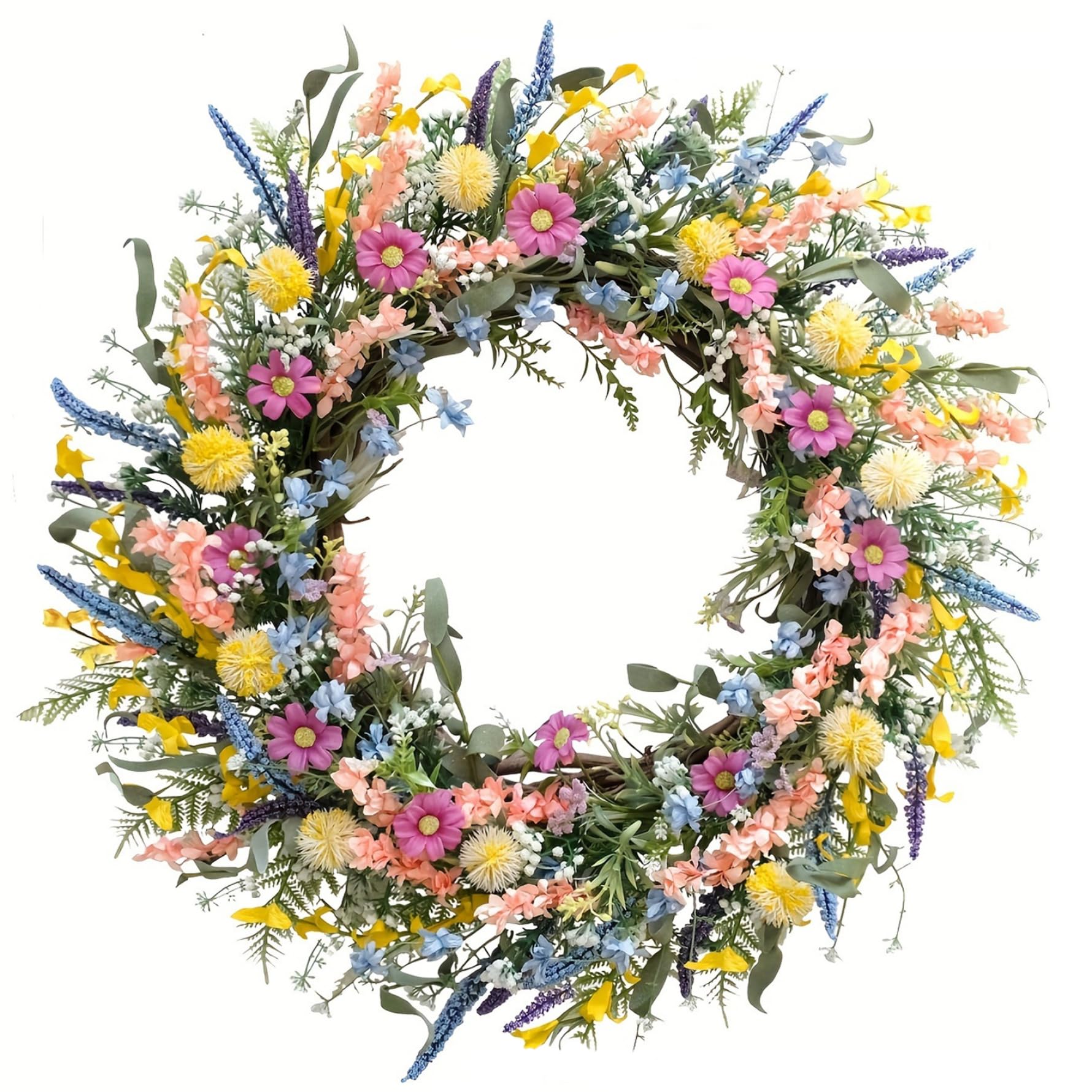 Couronnes de printemps lavande marguerite pour décoration murale et bienvenue