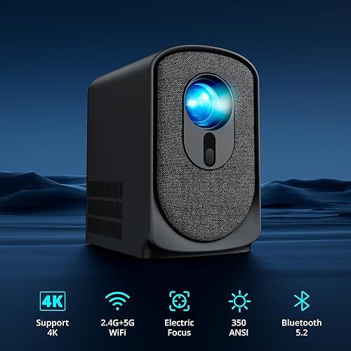 Miniatura 2 de Mini proyector inalámbrico con WiFi y Bluetooth 5G, proyector portátil compatible con proyección de video de película 4K, enfoque eléctrico 350ANSI,