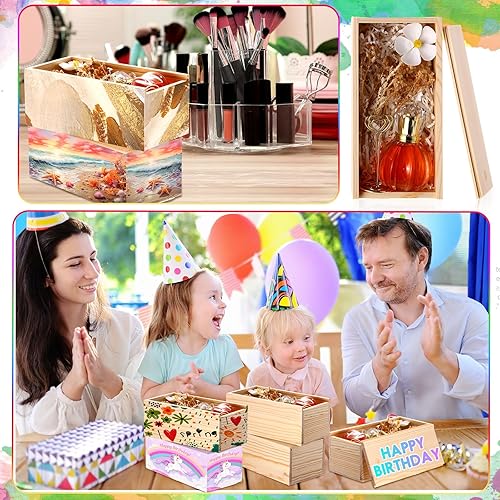 Miniatura 7 de Suzile 6 cajas de madera sin terminar, 8 x 4 x 3.15 pulgadas, caja de madera pequeña con tapa, caja de madera para manualidades, cajas de madera