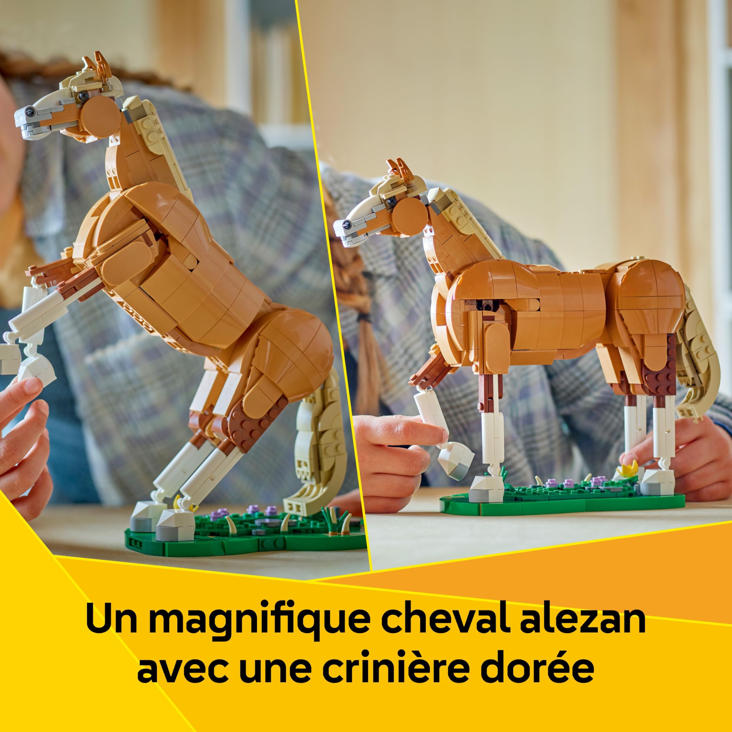 LEGO Creator 3-en-1 Le Beau Cheval - Jouet de Construction - Figurine d'animal se Transformant en Maquette d'ours avec Cascade ou de Chevreuil - Cadeau Original pour Fille ou Garçon dès 9 Ans 31166