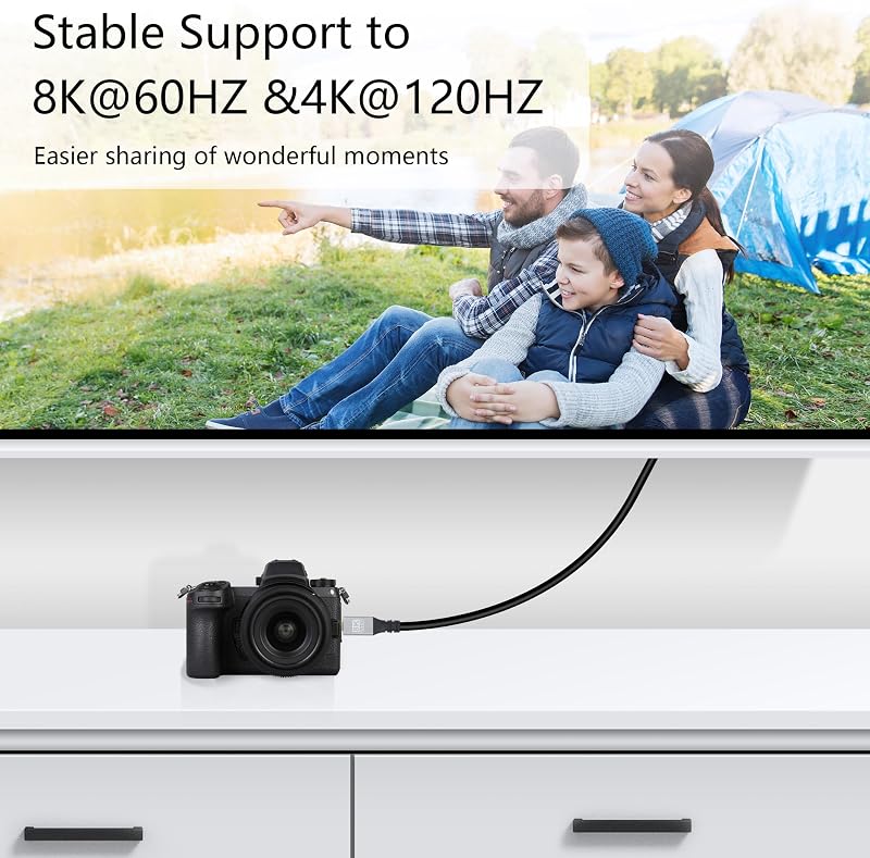 RIIEYOCA 90 fokos lefelé hajlított 8K HDMI kábel 48Gbps, 0,5m