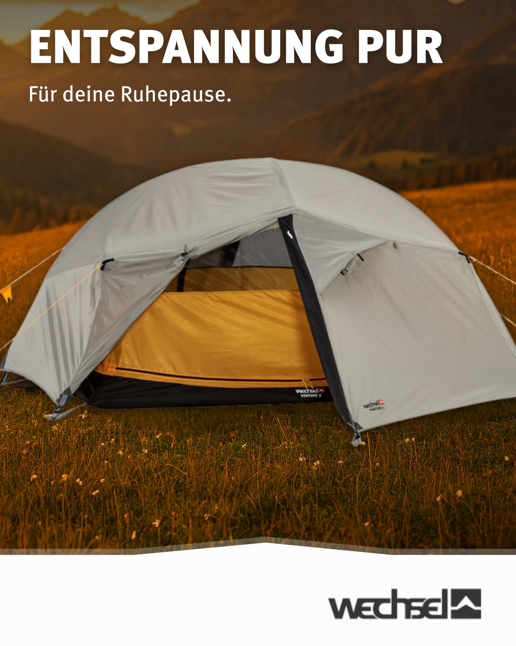 Wechsel Groundsheet Venture 3 I Schwarz I robuste Zelt-Unterlage Boden I Zeltplane wasserdicht mit 7000mm Wassersäule I Bodenplane aus 75D Polyester I Camping-Plane zum Schutz vor Nässe & Schmutz