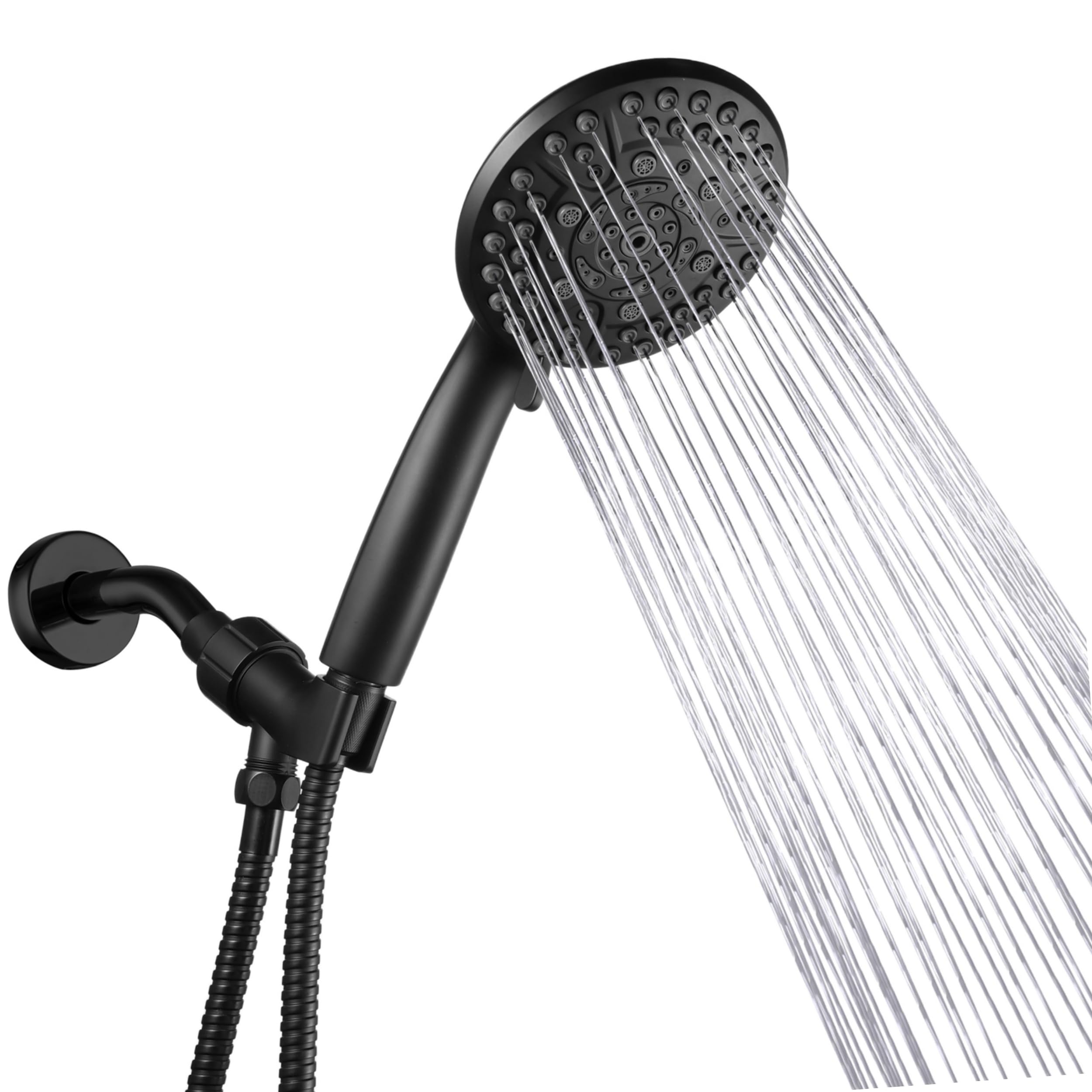 Iopsk 10 cabezales de ducha de mano de alta presión con combo de pulverización de mano, cabezal de ducha de mano con manguera de 60 pulgadas de largo (negro mate)