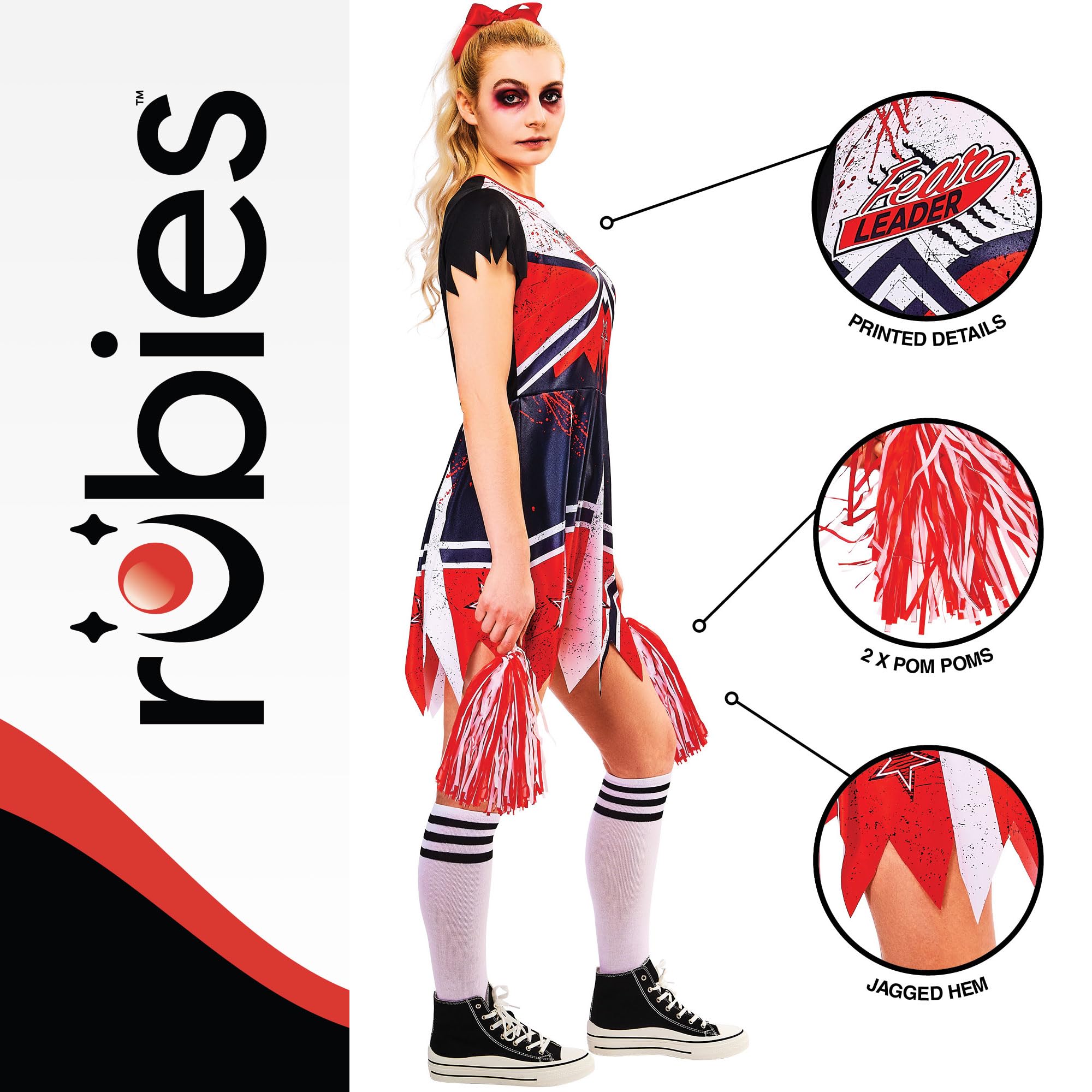 Rubies Official Adult Zombie Cheerleader Costume, Size Small Halloween, Multicoloured, Dress Size 10-12 - Image 3