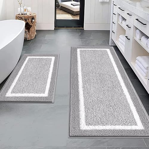 Pauwer Juegos de baño - Alfombrillas de baño antideslizantes, alfombras de ducha absorbentes para bañera y suelo