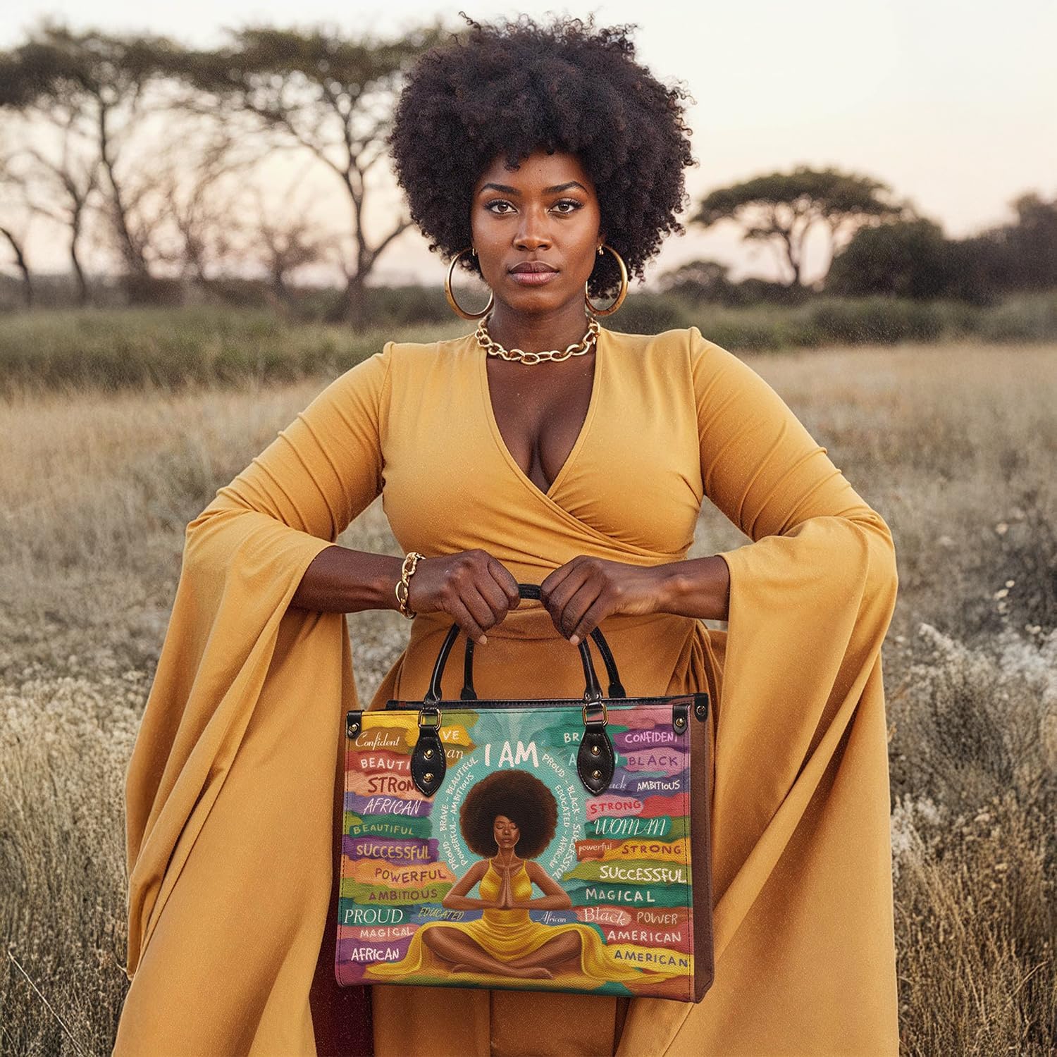 Afroyla African Black Women's Leather Bag, Premium Top-Grain Leather, Valentine's Day Gifts for Her, Wife, or Mother - Image 4