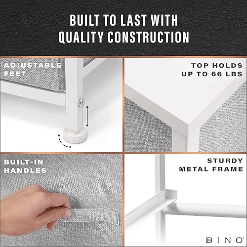 Miniatura 4 de BINO Organizador de tela de 5 cajones, gris claro, unidad organizadora de armario, torre de aparador, cajón de ropa y muebles de tocador, cajón