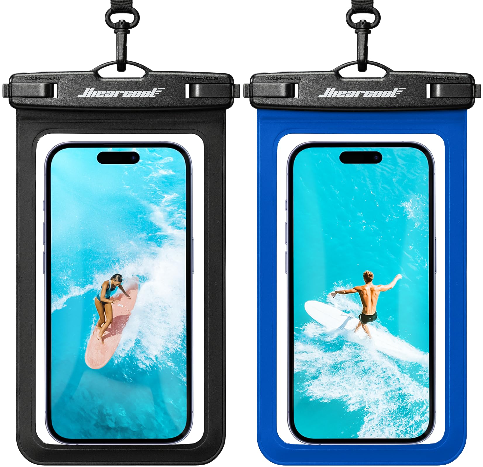 Hiearcool Waterproof Phone Pouch,Universal Waterproof Phone Case Dry Bag Travel Essentials for iPhone, Beach Accessories for Vacation Must Haves -