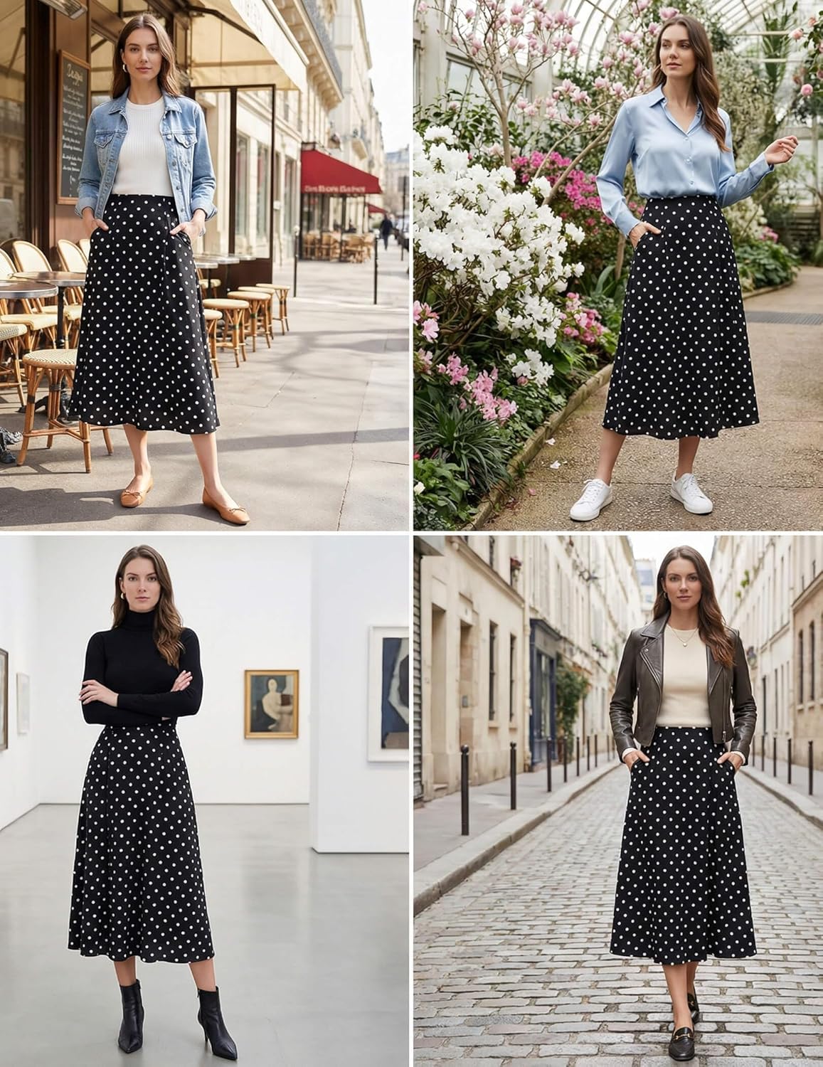 DERAX Women's Polka Dot Flowy Maxi Skirt A-Line High Waisted Vintage Retro Elegant 2026 Spring Summer Long Skirt with Pockets - Image 6