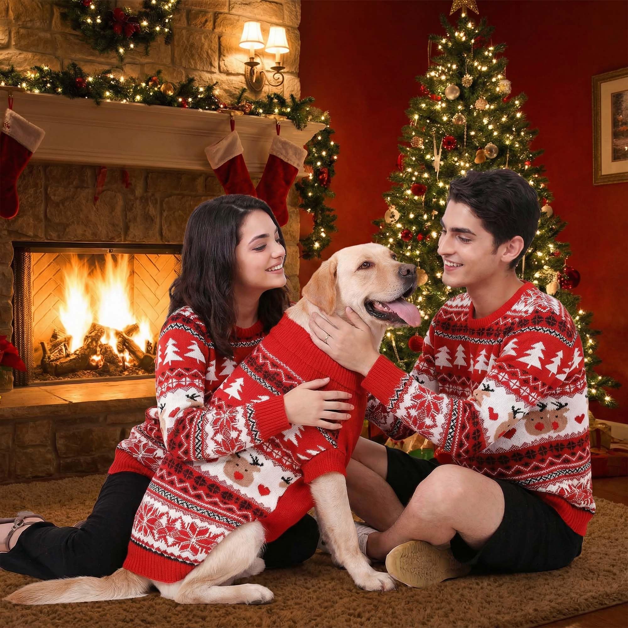 Hunde- und Besitzer-Kleidung, für kleine und mittelgroße und extra große Hunde/Damen/Herren/Besitzer, passende Pullover separat (nur für Menschen, Menschen, L)