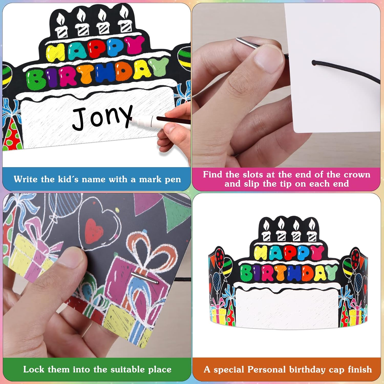SICOHOME 36pcs Birthday Crowns for Kids - Classroom Happy Birthday Party Hats Party Hats for Family VBS Decor Supplies Classroom School Students Kindergarten Elementary Teacher Supplies