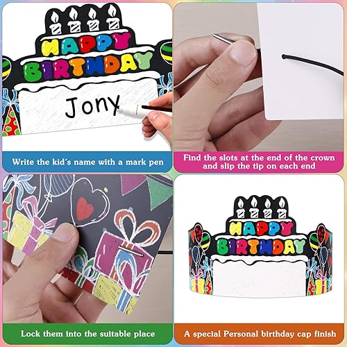 Miniatura 6 de SICOHOME 36 coronas de cumpleaños para niños, sombreros de fiesta de cumpleaños para el aula, sombreros de fiesta para la familia, suministros de